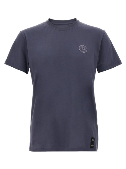 T-Shirt by Fendi for men in cotton blue features an on trend silhouette, perfectly showcasing a on trend short-sleeve and crew neckline for an elevated aesthetic.