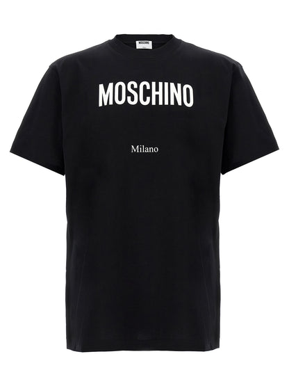 T-Shirt by Moschino for men in cotton bicolour, black, white & print features an on trend silhouette, perfectly showcasing a on trend short-sleeve and crew neckline for an elevated aesthetic.