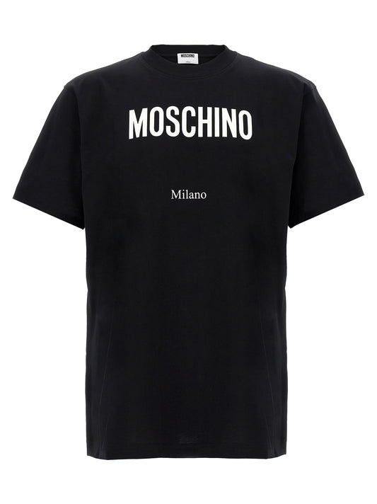 T-Shirt by Moschino for men in cotton bicolour, black, white & print features an on trend silhouette, perfectly showcasing a on trend short-sleeve and crew neckline for an elevated aesthetic.