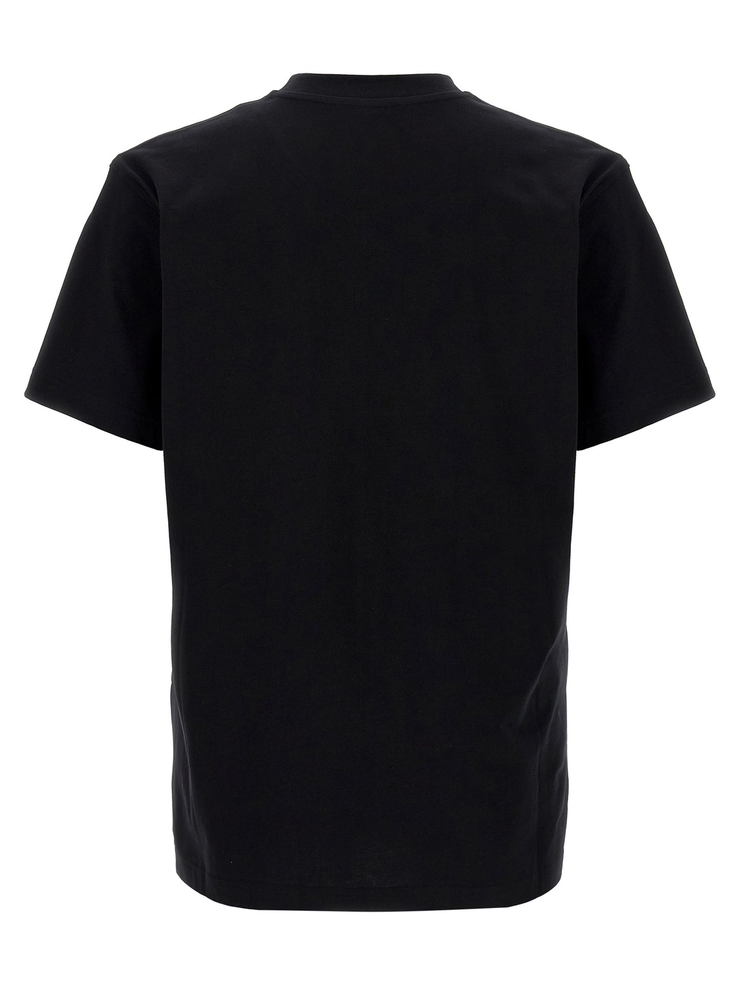 T-Shirt by Moschino for men in cotton bicolour, black, white & print showcases a unassuming silhouette, artfully detailed with a refined crew neckline and unassuming for a sophisticated, contemporary look.