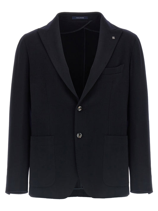This Blazer by Tagliatore for men in plush cashmere blue presents a tailored silhouette, meticulously tailored with a tailored and distinctive for a tailored finish.