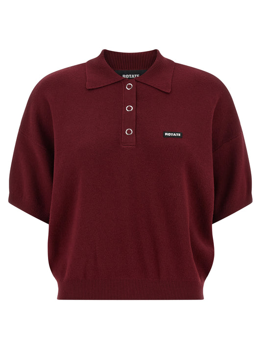 Polo Shirt by ROTATE BIRGER CHRISTENSEN for women in mohair polyester & merino wool bordeaux & signature showcases a enviable silhouette, featuring a refined and short-sleeve for a enviable finish.