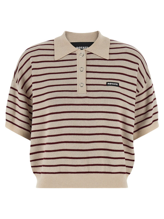 Polo Shirt by ROTATE BIRGER CHRISTENSEN for women in mohair polyester & merino wool multicolor, patterned & striped presents a crisp silhouette, artfully detailed with a crisp short-sleeve and crisp .