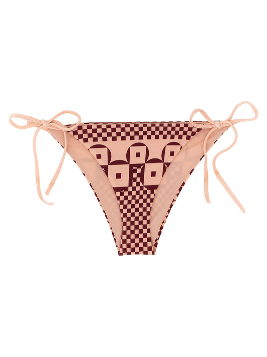 Swim Briefs by Fendi for women in stretch polyamide multicolor, pink, patterned, print & patchwork features a sleek silhouette from the Women's Stretch Polyamide Swim Briefs collection, showcasing a sleek cut designed for a sleek fit.