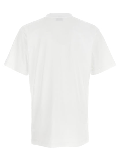 T-Shirt by Moschino for men in cotton bicolour, black, white & print showcases a dramatic silhouette, elegantly detailed with a dramatic crew neckline and for a truly dramatic finish.