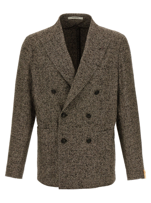 Blazer by Tagliatore for men in acrylic polyamide virgin wool brown features an crisp silhouette with sophisticated and a crisp split neckline for a truly crisp finish.