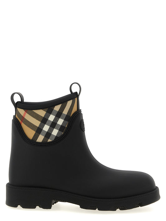 Ankle Strap Boots by Burberry for men in calf leather & poly nylon black features an avant-garde Men's Calf Leather & Poly Nylon Ankle Strap Boots silhouette, defined by a sophisticated and a avant-garde round toe style.