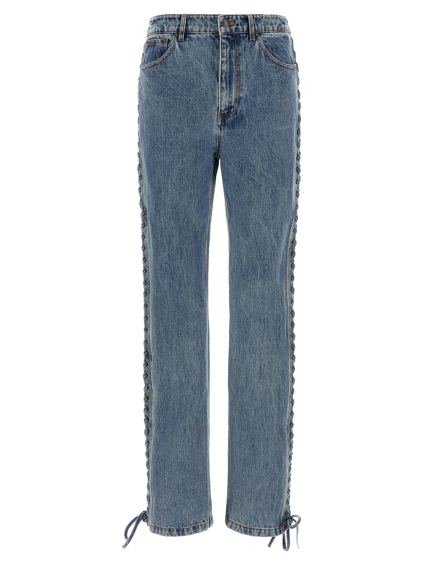 ROTATE BIRGER CHRISTENSEN Blue Cotton Straight-Leg Jeans