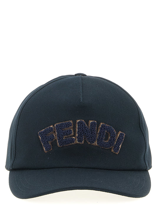 Baseball Cap by Fendi for men in terrycloth cotton canvas blue features a distinguished silhouette, artfully capturing the essence of the distinguished Terrycloth Cotton Canvas Baseball Cap design with a sophisticated style.