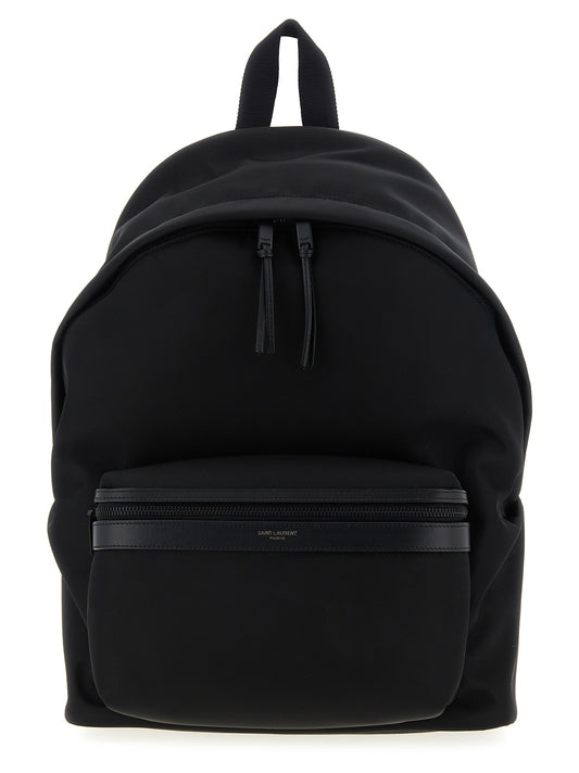 Backpack by Saint Laurent for men in polyamide leather black & print features an ultra-portable silhouette from the City Explorer Polyamide Leather Backpack range, with a secure zipper, ample , and versatile backpack-strap.