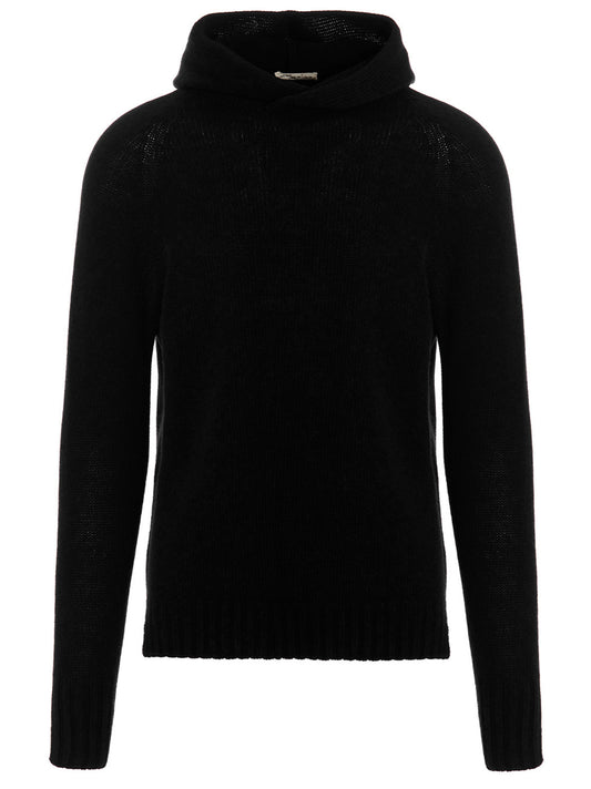 Hooded Cardigan by MA'RY'YA for men in cashmere modacrylic & virgin wool black showcases a luxurious silhouette, meticulously detailed with a sophisticated hooded neckline and for a refined finish.