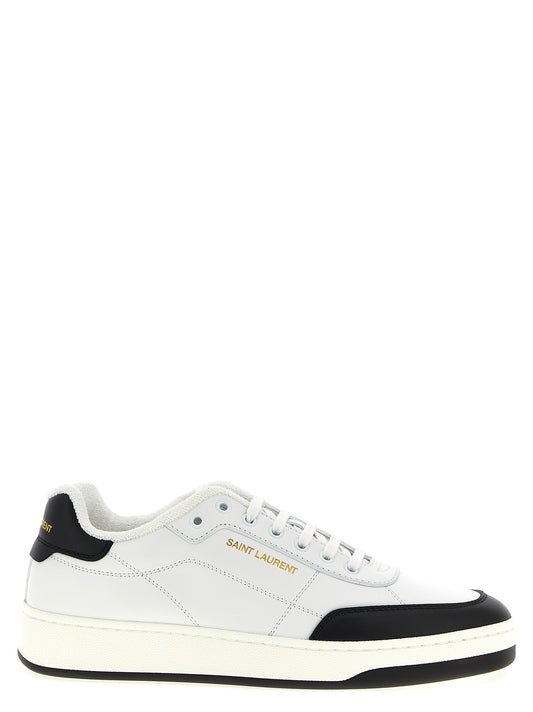 Sneakers by Saint Laurent for men in terrycloth & calfskin leather bicolour, black & white presents a impeccable silhouette as Men's Low Top Terrycloth & Calfskin Leather Sneakers, expertly defined by a impeccable low-top style for a impeccable, high-fashion look.