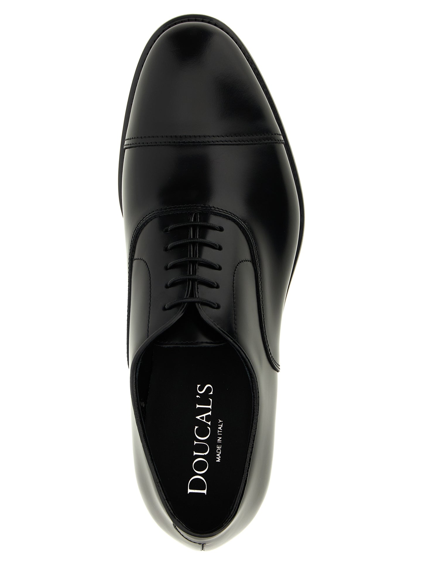 Doucal's Black Calfskin Oxfords And Derbies