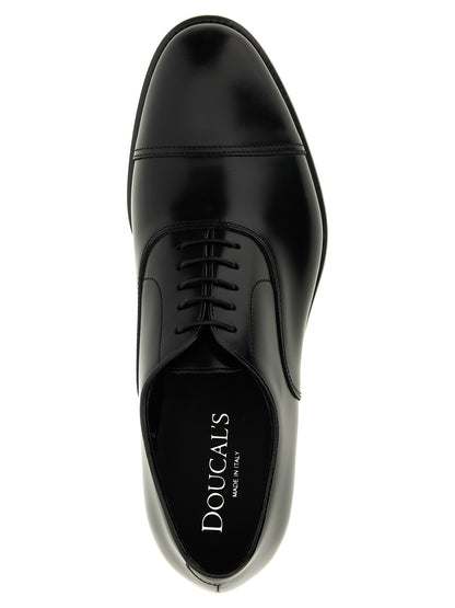 Doucal's Black Calfskin Oxfords And Derbies
