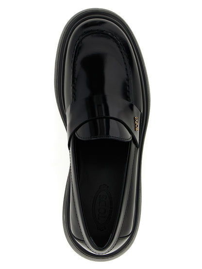 Tod's Black Calfskin Slip-On Loafers