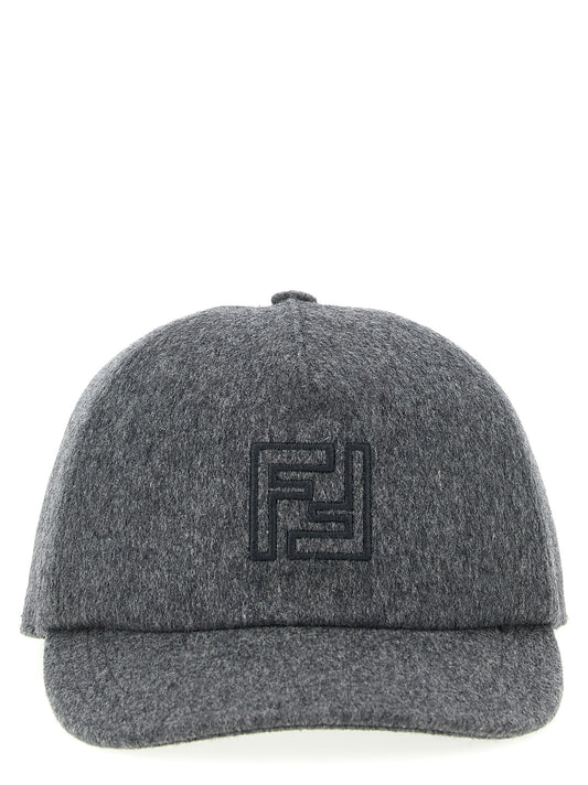 This Baseball Cap by Fendi for men in cashmere gray presents a distinguished silhouette, meticulously showcasing the signature aesthetic and high-end profile of the Cashmere Baseball Cap.