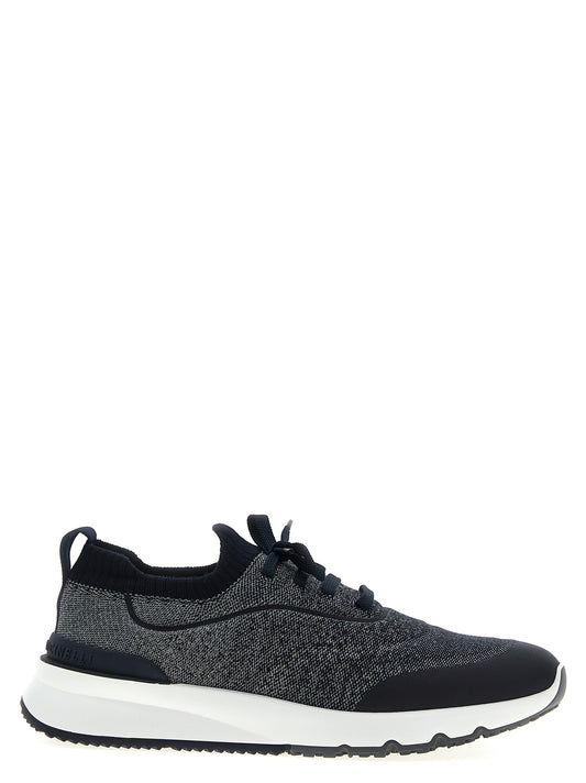 Athletic Sneakers by Brunello Cucinelli for men in tu polyamide & cotton blue features an timeless silhouette from the Men's Slip On TU Polyamide & Cotton Athletic Sneakers collection, showcasing a timeless slip-on style for a timeless look.