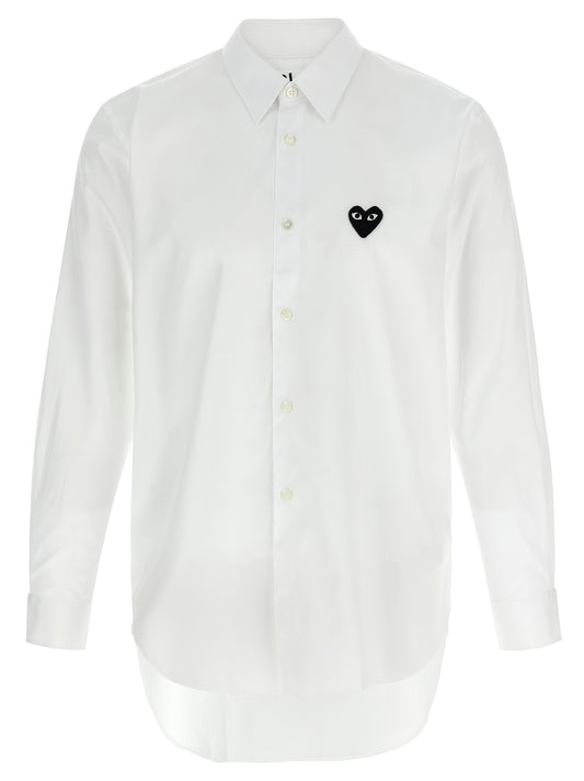 Shirt by Comme Des Garçons Play for men in cotton black & white showcases a sublime silhouette, artfully detailed with a sublime and for a sophisticated, sublime finish.
