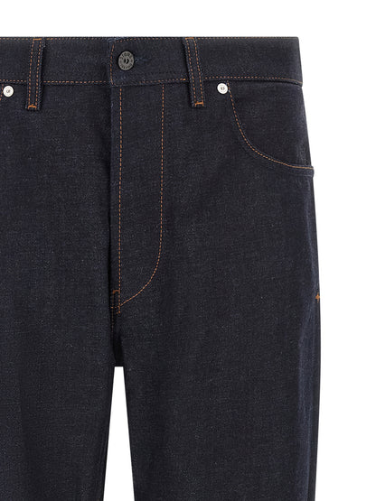Stone Island Blue Cotton Straight-Leg Jeans