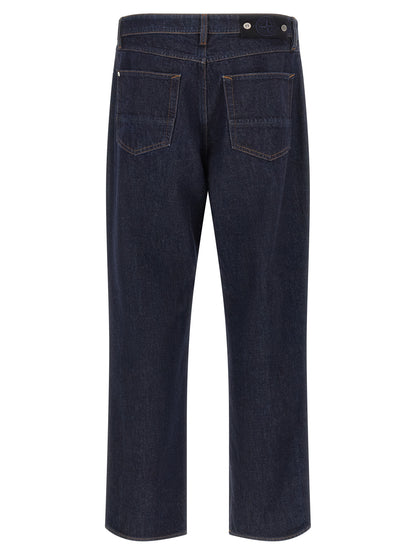 Stone Island Blue Cotton Straight-Leg Jeans