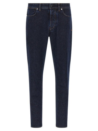 Stone Island Blue Cotton Straight-Leg Jeans