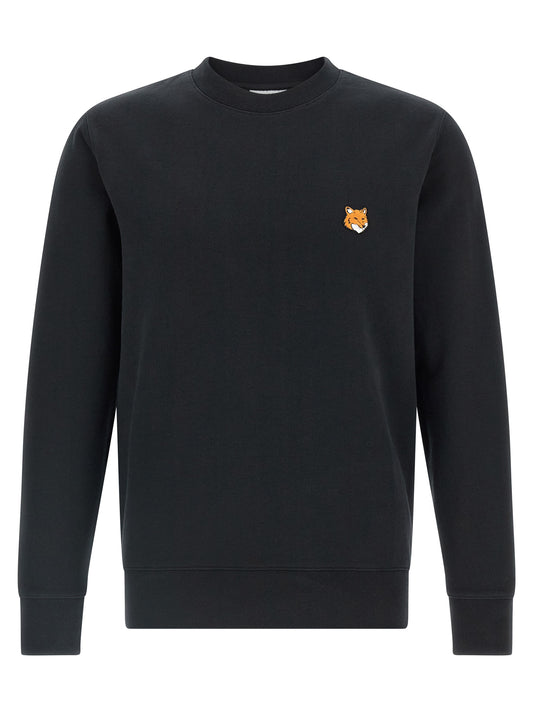 Sweatshirt by Maison Kitsuné for men in cotton black features an exquisite silhouette, showcasing and crew neckline details for a exquisite look.