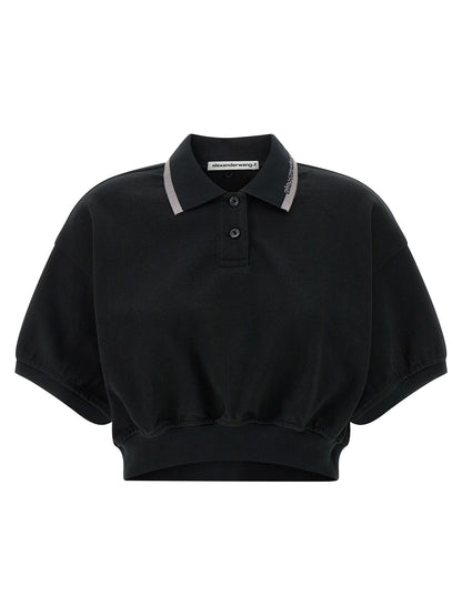 T BY ALEXANDER WANG Black Cotton Polo Shirt