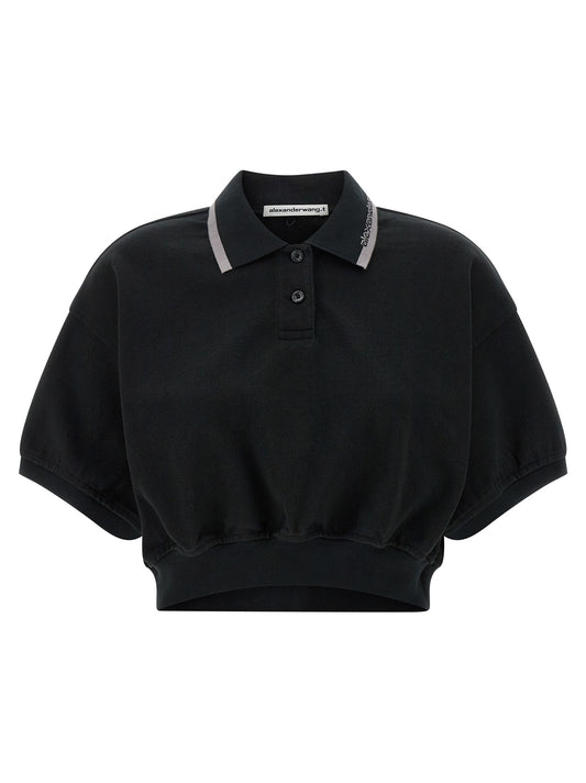 T BY ALEXANDER WANG Black Cotton Polo Shirt
