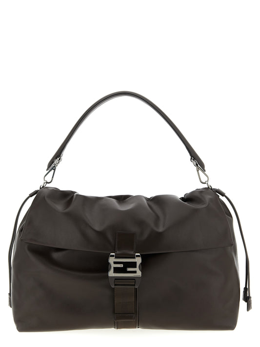 Messenger Handbag by Fendi for unisex in calfskin leather brown presents a ornamental silhouette, showcasing a secure flap & drawstring, ample , and versatile shoulder-strap, adjustable-strap, detachable-strap & handle for a ornamental finish.
