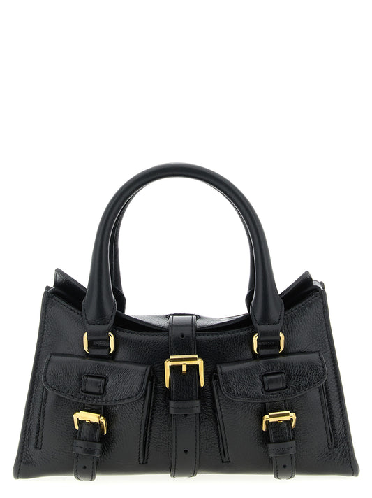 Mini Flap Handbag by Mulberry for women in calfskin leather black features a refined silhouette, showcasing a secure flap & magnetic, organized , and versatile shoulder-strap, adjustable-strap & handle for a refined finish.