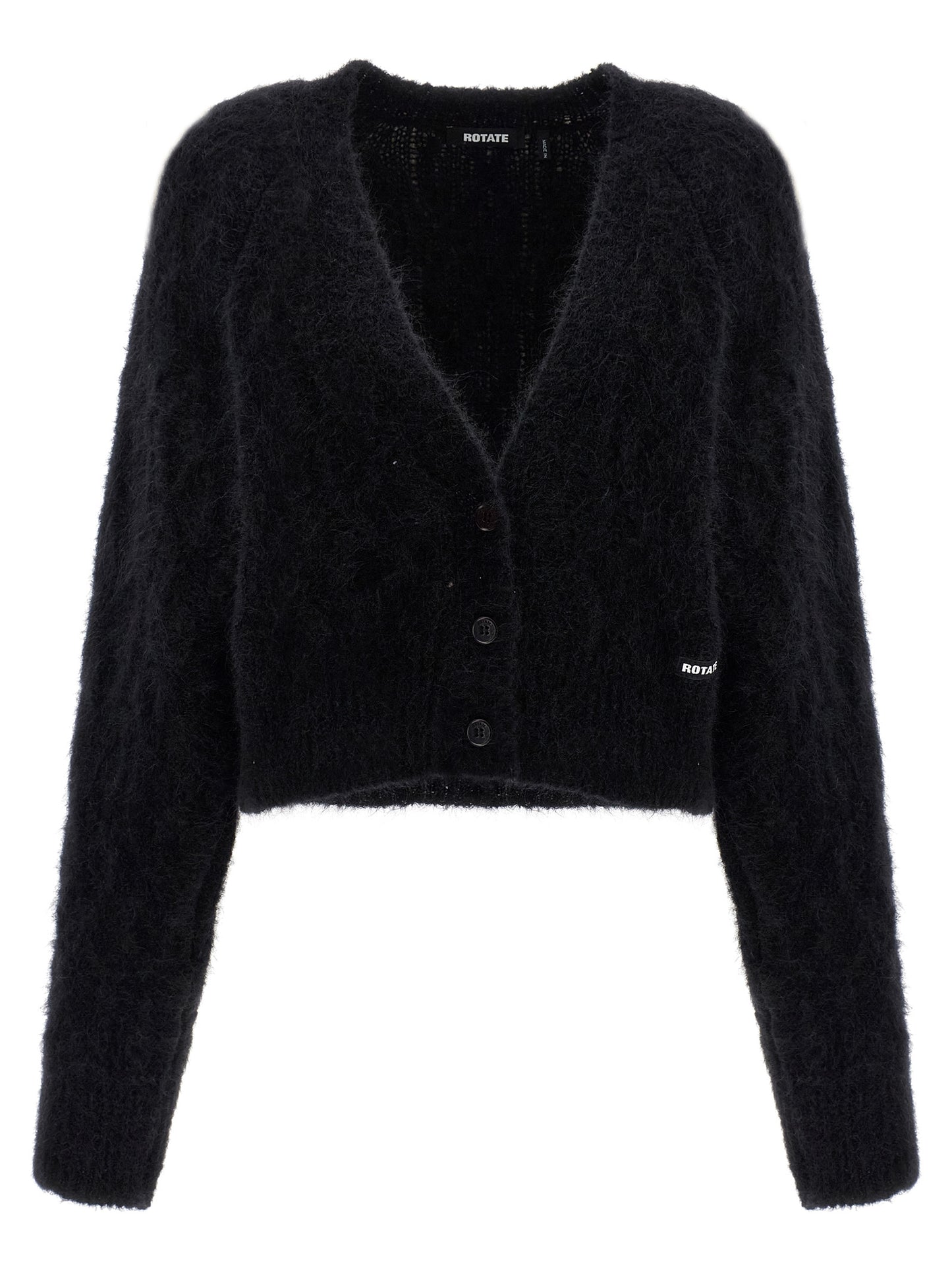 ROTATE BIRGER CHRISTENSEN Black Alpaca Leather Cardigan