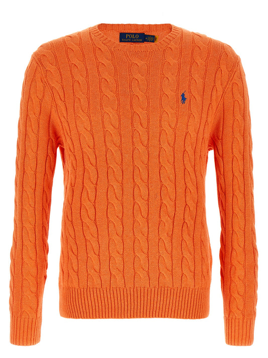 Cardigan by Polo Ralph Lauren for men in cotton orange showcases a luxurious silhouette, meticulously detailed with a sophisticated crew neckline and for a refined finish.