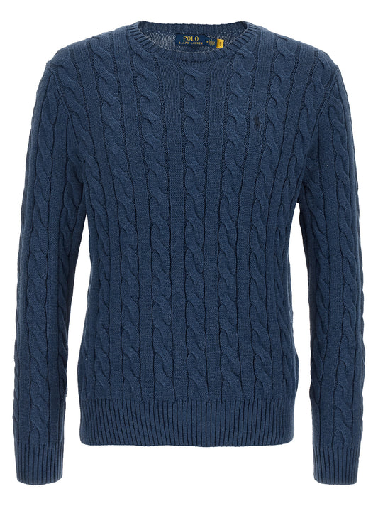 Cardigan by Polo Ralph Lauren for men in cotton blue showcases a captivating silhouette, artfully detailed with a captivating and crew neckline for a truly sophisticated captivating look.