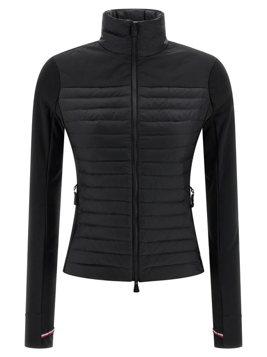 Cardigan by Moncler Grenoble for women in nylon & silicone black showcases a captivating silhouette, artfully detailed with a captivating and high-neck neckline for a truly sophisticated captivating look.