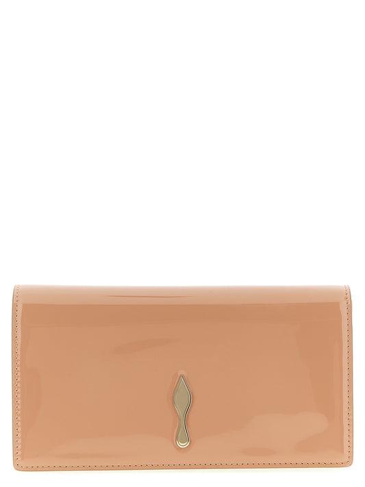 Flap Clutch Handbag by Christian Louboutin for women in calfskin leather multicolor, pink & signature features an sculptural silhouette, showcasing a secure flap & magnetic and sculptural with versatile shoulder-strap for a sophisticated look.