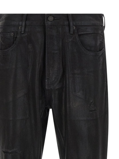 PURPLE Black Cotton Flared Jeans