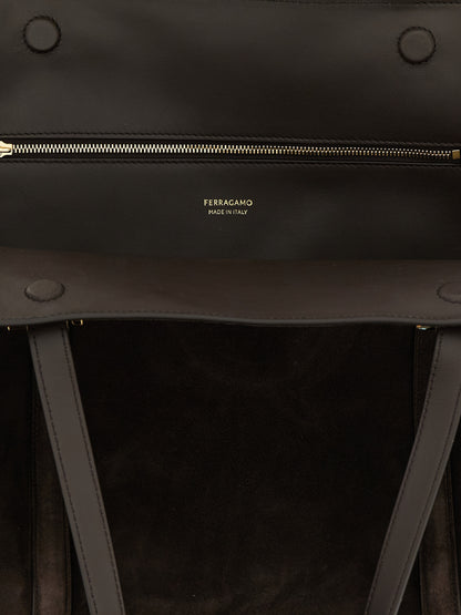 Ferragamo Brown Goatskin Shoulder Bag