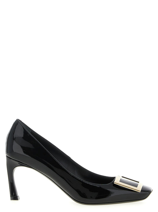 Roger Vivier Black Calfskin Mid Heel Pumps