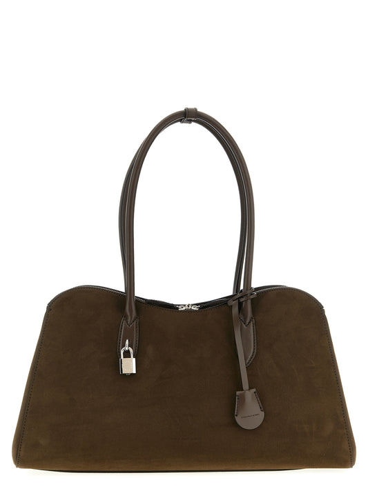 Shoulder Bag by Stella McCartney for women in faux polyester fur brown presents a statuesque silhouette, showcasing a secure snap & zipper and statuesque with versatile shoulder-strap & handle for a sophisticated look.