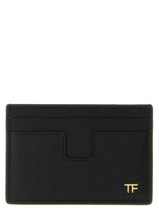 Cardholder Card Case by Tom Ford for men in bos taurus suede calf leather black & gold features a polished Bos Taurus Suede Calf Leather Cardholder Card Case design with polished card-organization.