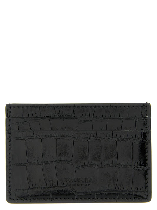 Cardholder Card Case by Tom Ford for men in calfskin leather black, signature & print showcases a couture-grade silhouette from the Calfskin Leather Cardholder Card Case collection, highlighting functional card-organization for a couture-grade finish.
