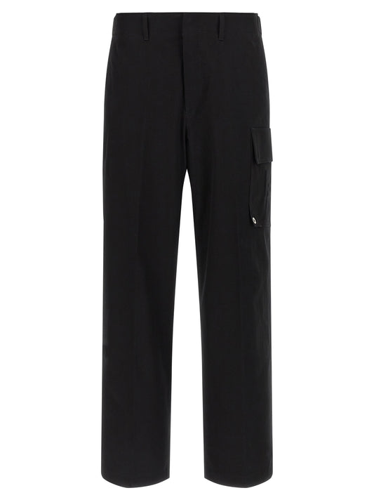 Chinos Pants by Fendi for men in stretch cotton black presents a sartorial luxe silhouette, showcasing a sophisticated with a long and for a premium, sartorial luxe finish.