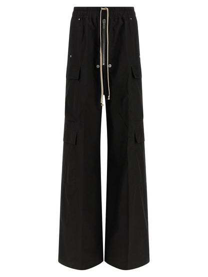 Rick Owens Black Cotton Cargo Pants
