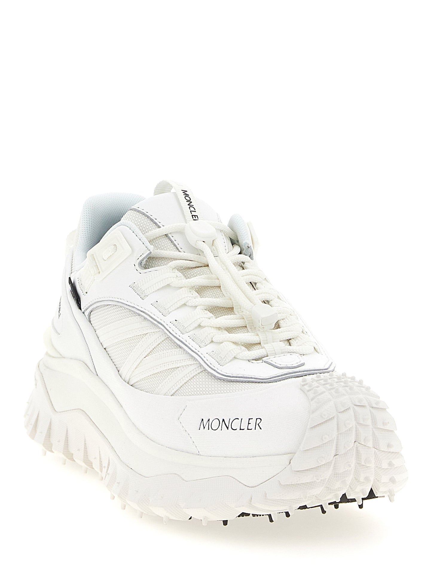 Athletic Sneakers by Moncler for men in eva & polyamide leather white features an effortless chic silhouette, showcasing the signature athletic style of the Men's Athletic EVA & Polyamide Leather Sneakers collection with a truly effortless chic finish.