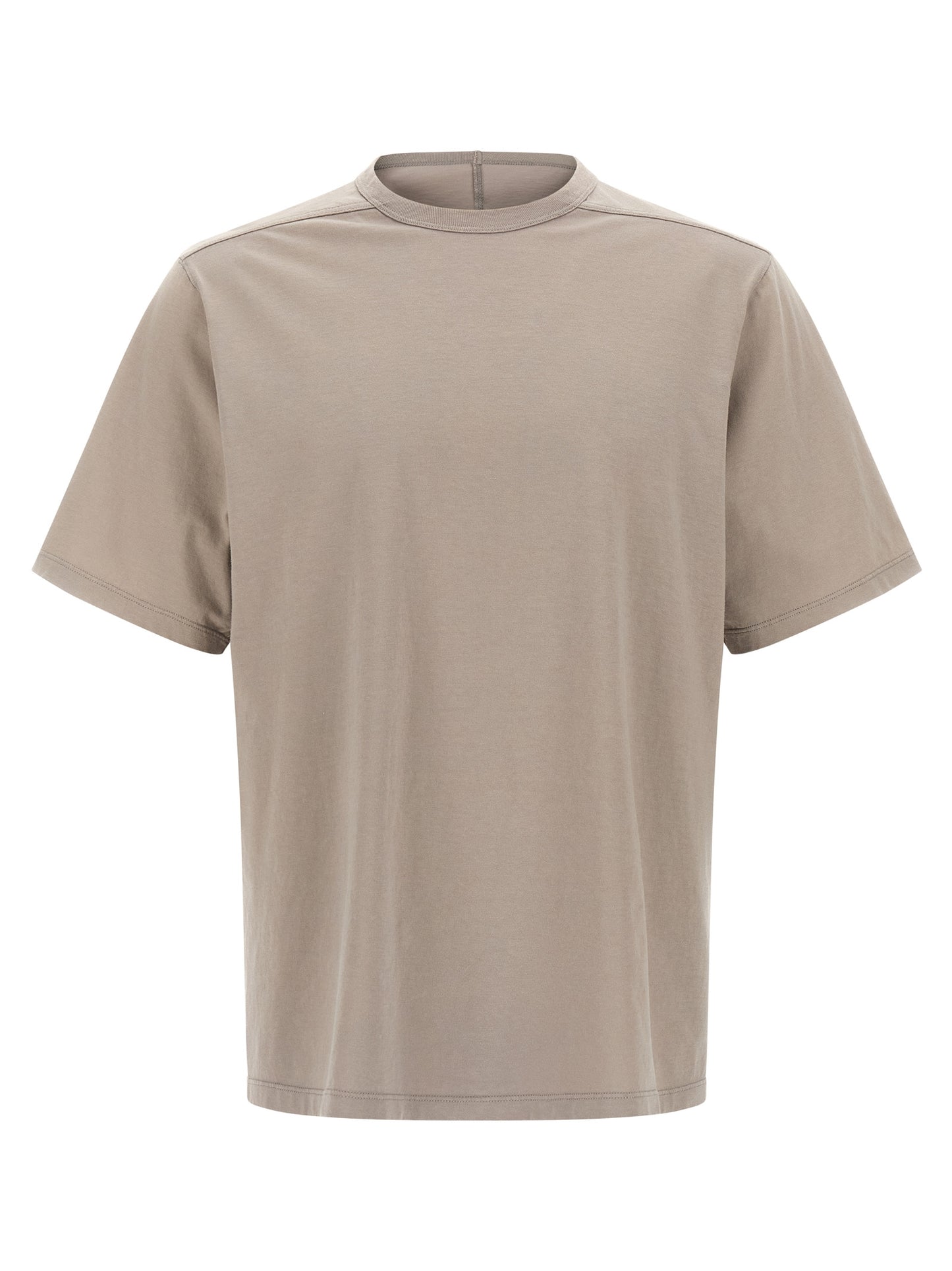 T-Shirt by Rick Owens for men in cotton beige showcases a dramatic silhouette, elegantly detailed with a dramatic and for a truly dramatic finish.