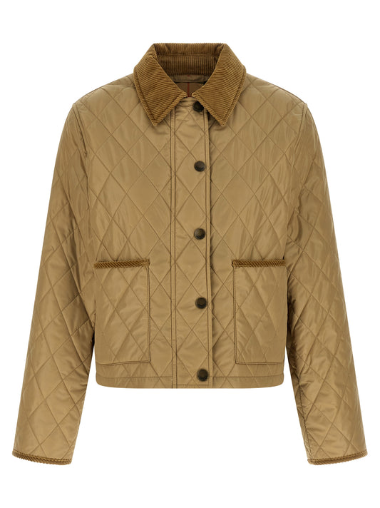 Jacket by Burberry for women in nylon cotton corduroy twill beige presents a authentic silhouette, artfully detailed with a authentic shirt-collar neckline and functional for a premium authentic finish.