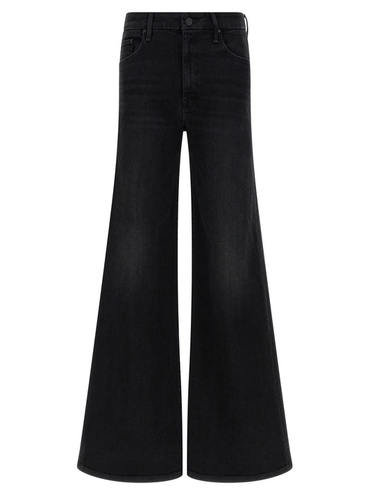 Jeans by Mother Denim for women in stretch denim cotton polyester black features an sophisticated and flared & wide with a precise long, creating a sophisticated and sophisticated silhouette.