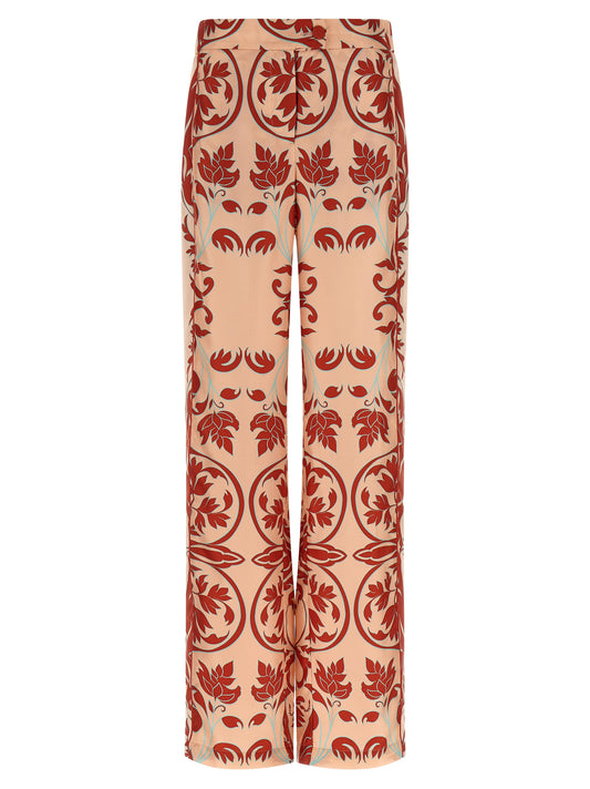 Casual Pants by F.R.S. - FOR RESTLESS SLEEPERS for women in silk satin twill multicolor, pink, patterned & print features an sartorial straight-leg & relaxed-fit and long with a cut for a sartorial finish.