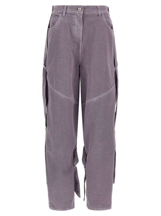Cargo Pants by The Attico for women in cotton denim purple & signature features an tailored tapered-leg & wide with a and long, creating a tailored utilitarian silhouette.