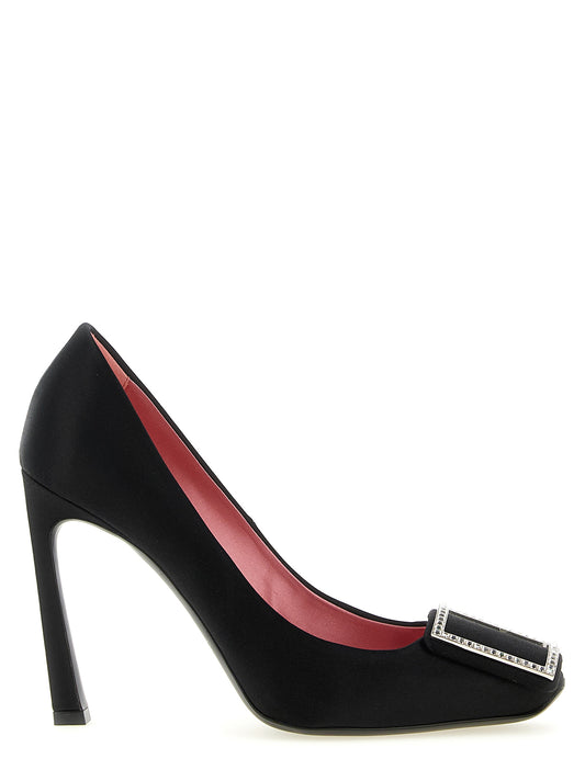 High-Heel Pumps Heels by Roger Vivier for women in silk satin viscose & leather and black & signature showcases a effortlessly elegant silhouette as Women's Silk Satin Viscose & Leather High-Heel Pumps Heels, featuring a effortlessly elegant high-heel and a effortlessly elegant square toe style for an elegant look.